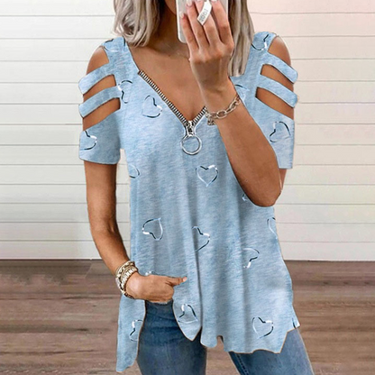 Bestseller💕 Cold Shoulder Tee – Trendy Cutout & Easy Pairing for Every Look