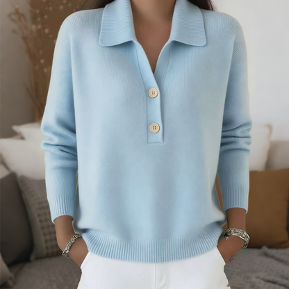 Women's Elegant Lapel Collar Knit Sweater