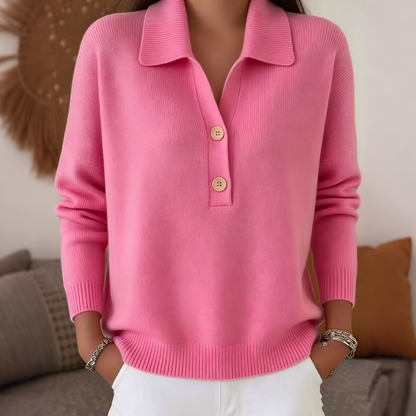 Women's Elegant Lapel Collar Knit Sweater