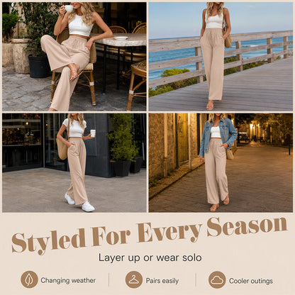 Women's Casual High Waisted Wid-Leg Pants
