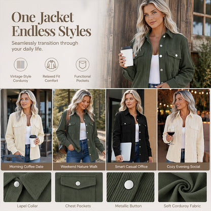 Women's Casual Button Down Shirt Jacket