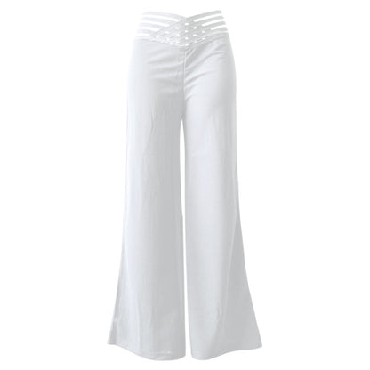 ✨🛍️Fresh Drop - High-Waisted Flowy Pants with Cutout Detail – Premium Texture & Versatile Style from Day to Night