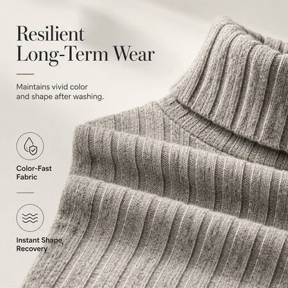 Women's Ribbed Turtleneck Long Sleeve Sweater Dress