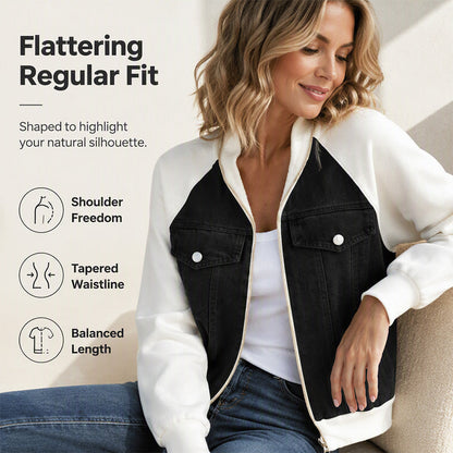 🎁New Arrivals 55% OFF💥Women's Creative Denim Splicing Jacket 🧥 – Edgy Streetwear for Daily Cool Looks