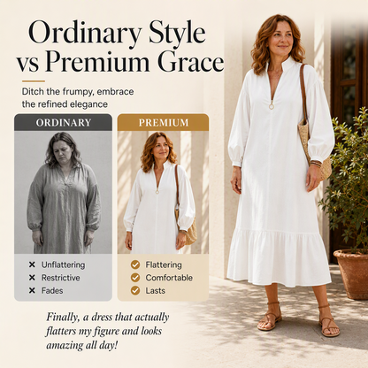 ⌛Limited-time offer-Women's Half-Zip Stand Collar Dress with Lantern Sleeves