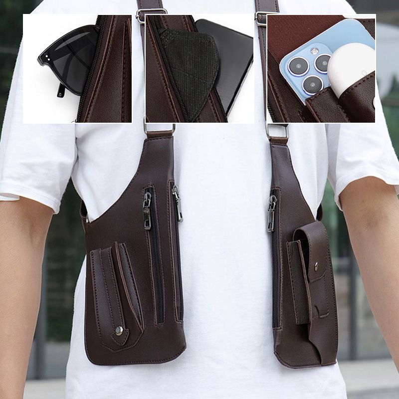 🎒 Carry Smarter | Men's Anti-Theft Multi-Pocket Water-Resistant PU Tactical Shoulder Bag