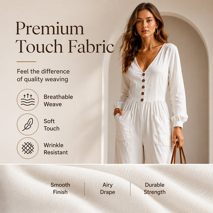 ⌛Limited-time offer-Women's V Neck Long Sleeve Jumpsuit