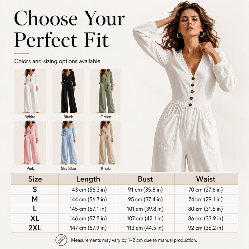 ⌛Limited-time offer-Women's V Neck Long Sleeve Jumpsuit