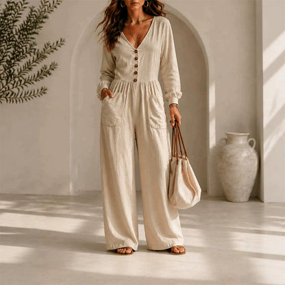 ⌛Limited-time offer-Women's V Neck Long Sleeve Jumpsuit