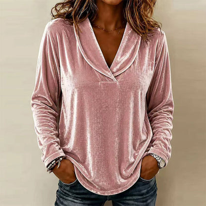 Women's Elegant Velvet V-Neck Top