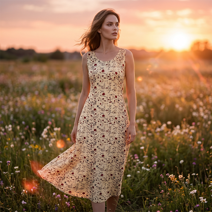 💞Limited-Time Offer-Women's Floral Print Sleeveless Maxi Dress with Pockets
