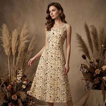 💞Limited-Time Offer-Women's Floral Print Sleeveless Maxi Dress with Pockets