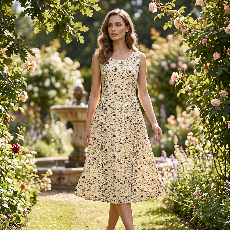 💞Limited-Time Offer-Women's Floral Print Sleeveless Maxi Dress with Pockets