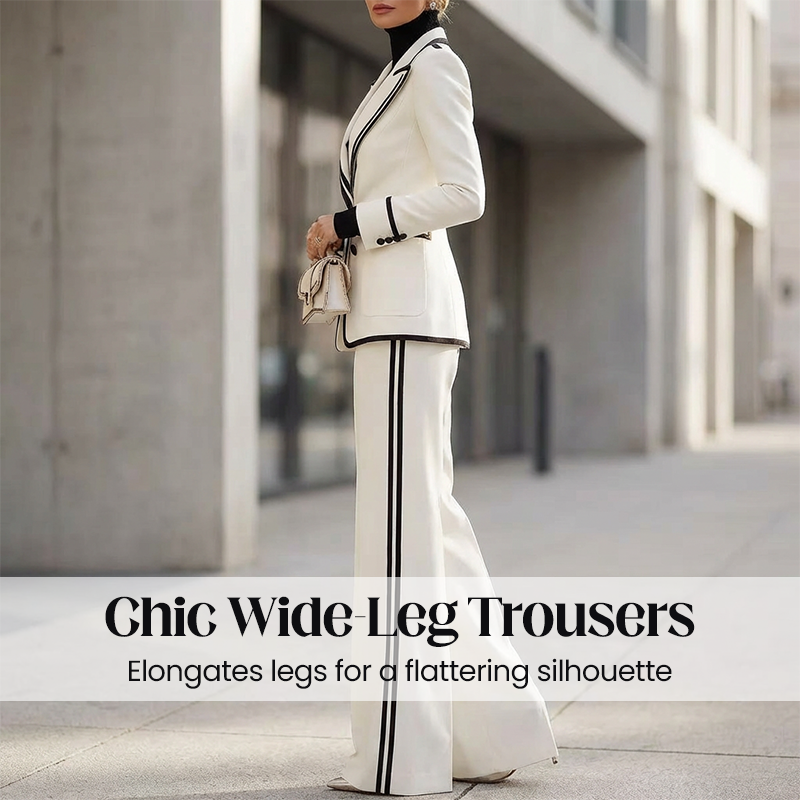 ⌛Limited-time offer-Women's Contrast Trim Blazer and Pant Set