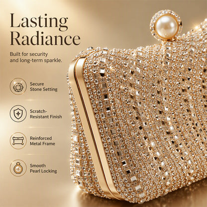 👛🤍 2026 Sale — Over 31,500 Sold! 💍Elegant Pearl Clasp Evening Clutch Bag – Rhinestone & 3-in-1 Luxury