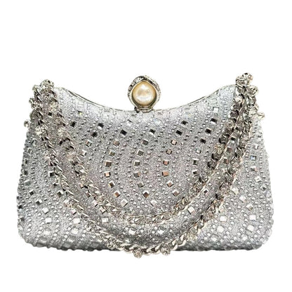 👛🤍 2026 Sale — Over 31,500 Sold! 💍Elegant Pearl Clasp Evening Clutch Bag – Rhinestone & 3-in-1 Luxury