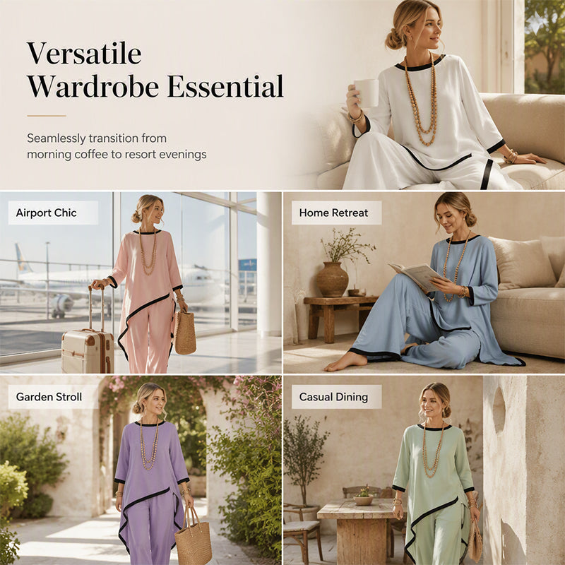 ⌛Limited-time offer-Women's Casual Tunic and Wide Leg Pants Set