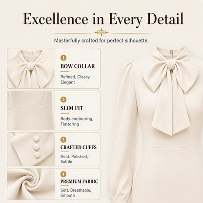 ✨New Arrivals & Special Offers-Women's Elegant Bow Tie Neck Pencil Dress