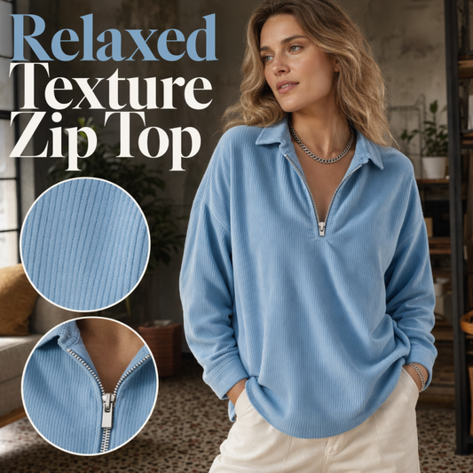 ⌛Limited-time offer-Relaxed Texture Zip Top