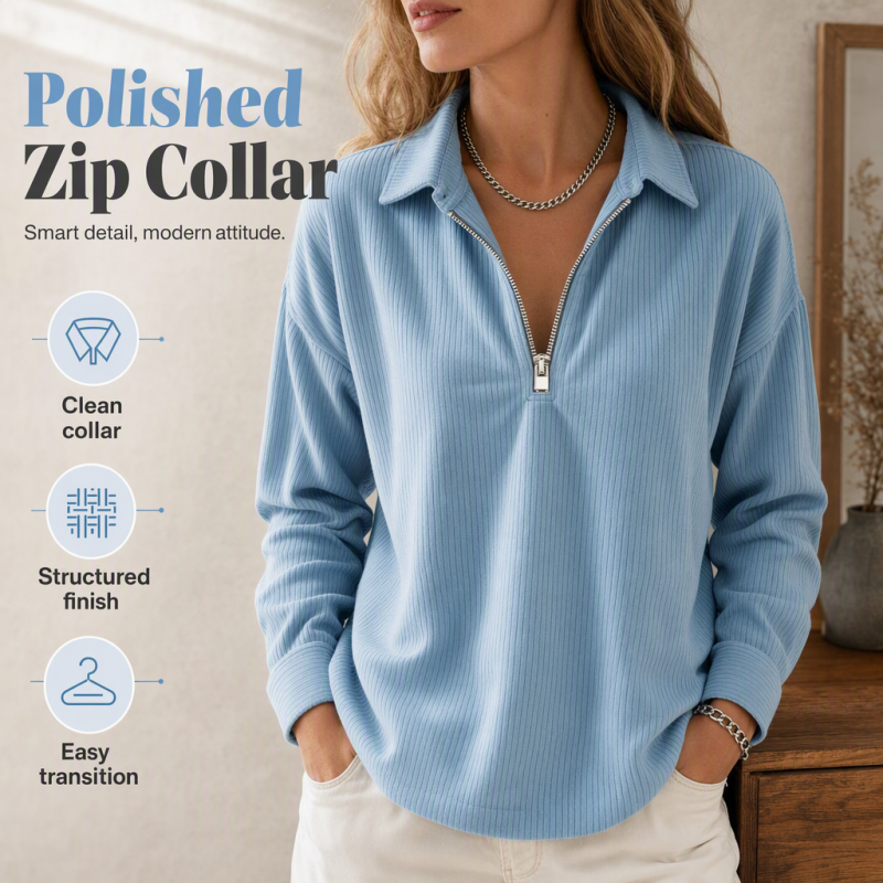 ⌛Limited-time offer-Relaxed Texture Zip Top
