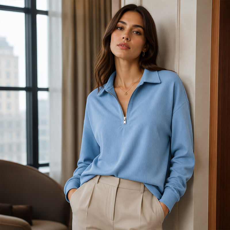 ⌛Limited-time offer-Relaxed Texture Zip Top