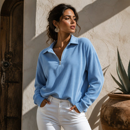 ⌛Limited-time offer-Relaxed Texture Zip Top