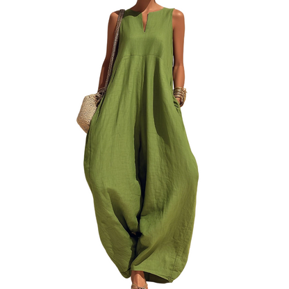 ☀️Women's Sleeveless V-Neck Wide-Leg Jumpsuit With Pockets– Effortless Chic With Pockets For Everyday Style🤍