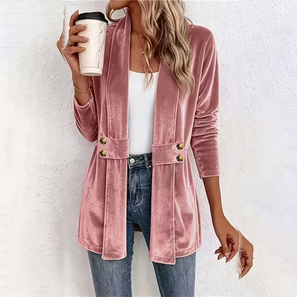 ⌛Limited-time offer-Women's Double-Breasted Velvet Cardigan