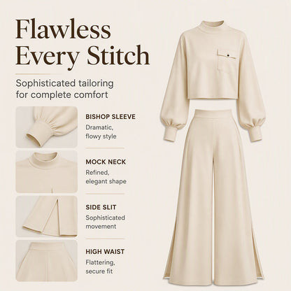 ⌛Limited-Time Offer-Women's Casual Cropped Top & Wide Leg Pants Set