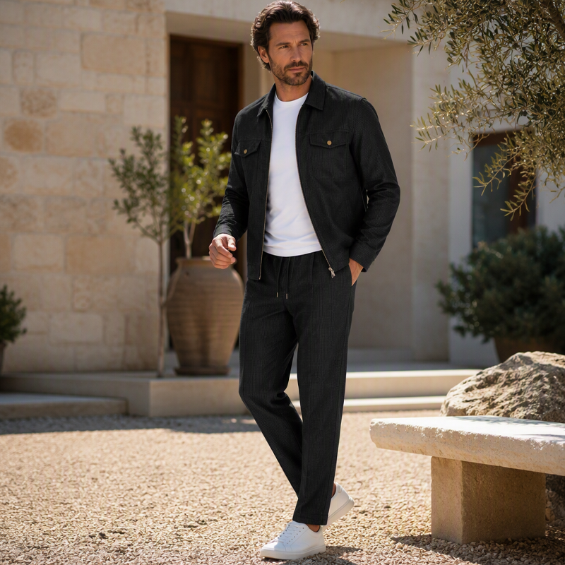 ⌛Limited-Time Offer-Men's Texture Jacket & Pants 2-Piece Set