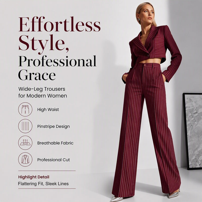 🍁New Fall Collection-Women's High-Waisted Striped Wide-Leg Pants