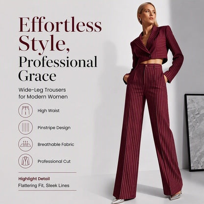 🍁New Fall Collection-Women's High-Waisted Striped Wide-Leg Pants