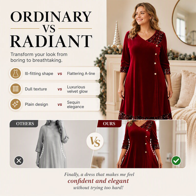 ⌛Limited-Time Offer-Women's Elegant Sequin V-Neck Dress