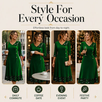 ⌛Limited-Time Offer-Women's Elegant Sequin V-Neck Dress