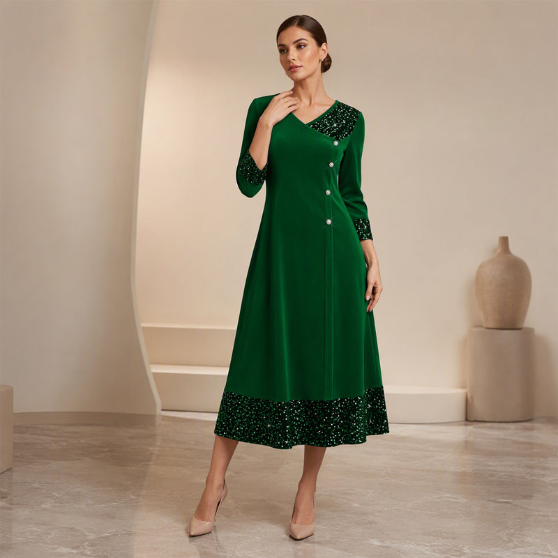 ⌛Limited-Time Offer-Women's Elegant Sequin V-Neck Dress