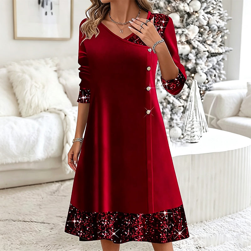 ⌛Limited-Time Offer-Women's Elegant Sequin V-Neck Dress