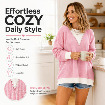 🍁New Fall Collection-Women's Casual Color Block Crewneck Top