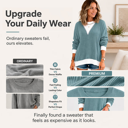 🍁New Fall Collection-Women's Casual Color Block Crewneck Top