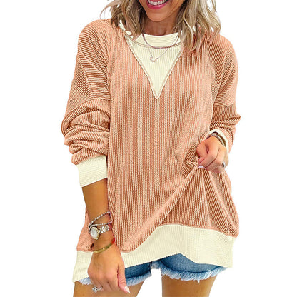 🍁New Fall Collection-Women's Casual Color Block Crewneck Top