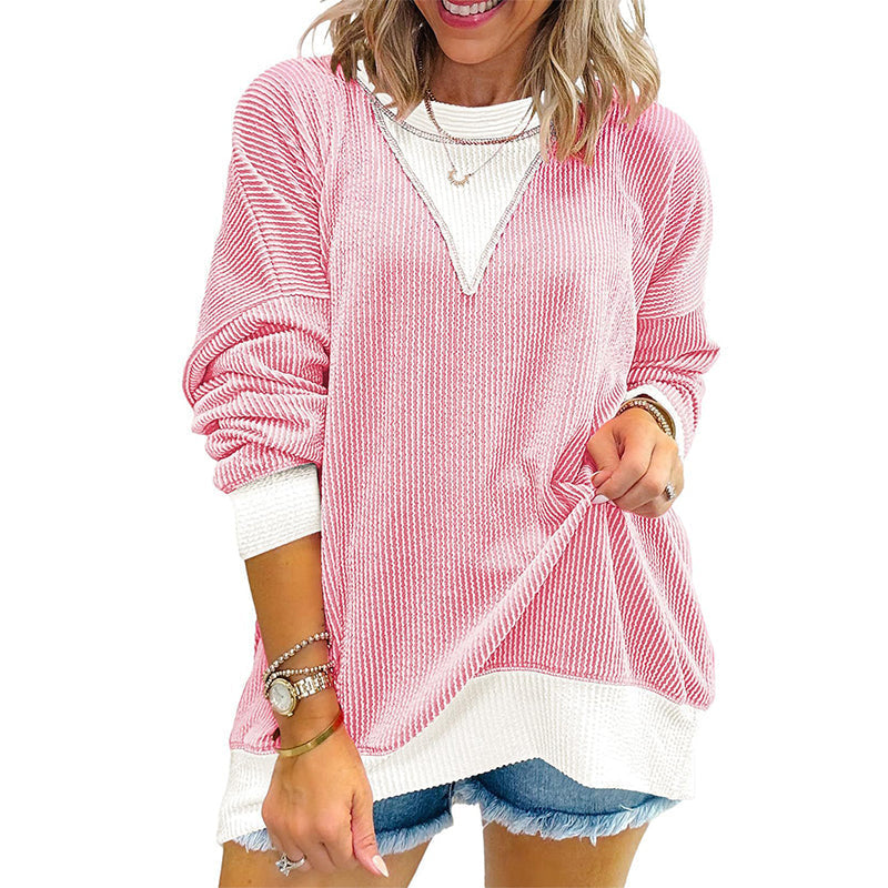 🍁New Fall Collection-Women's Casual Color Block Crewneck Top
