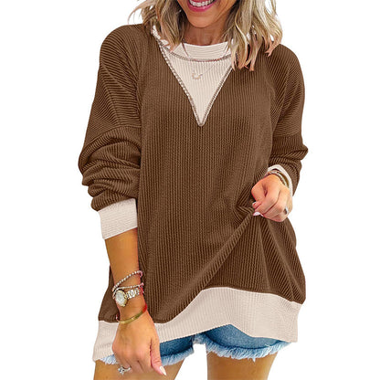 🍁New Fall Collection-Women's Casual Color Block Crewneck Top