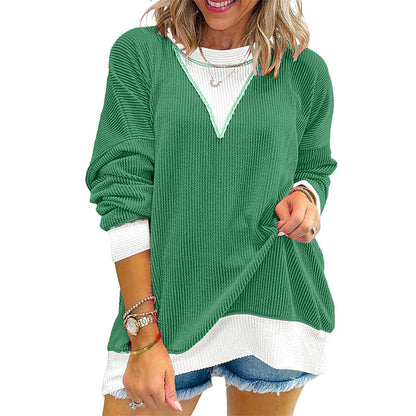 🍁New Fall Collection-Women's Casual Color Block Crewneck Top