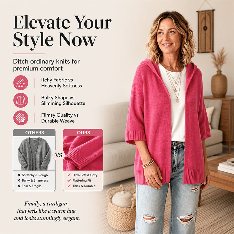 🍁New Fall Collection-Women's 3/4 Sleeve Hooded Knit Cardigan
