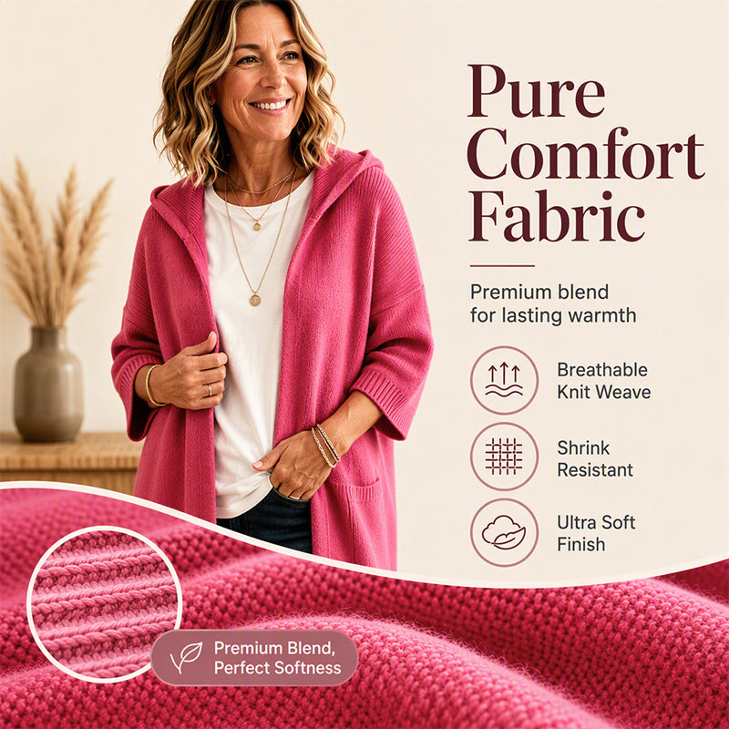 🍁New Fall Collection-Women's 3/4 Sleeve Hooded Knit Cardigan