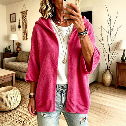 🍁New Fall Collection-Women's 3/4 Sleeve Hooded Knit Cardigan