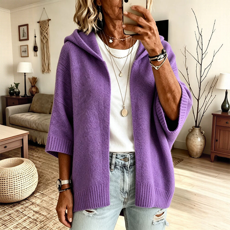 🍁New Fall Collection-Women's 3/4 Sleeve Hooded Knit Cardigan