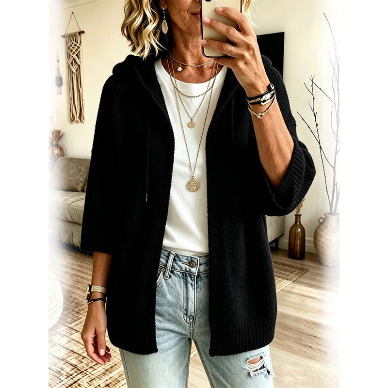 🍁New Fall Collection-Women's 3/4 Sleeve Hooded Knit Cardigan