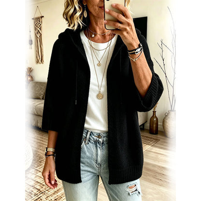 🍁New Fall Collection-Women's 3/4 Sleeve Hooded Knit Cardigan