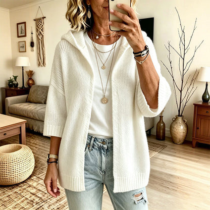 🍁New Fall Collection-Women's 3/4 Sleeve Hooded Knit Cardigan
