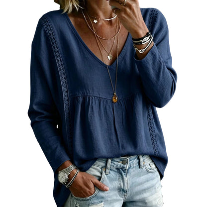 ⌛Limited-Time Offer-Women's Casual V-Neck Long Sleeve Blouse